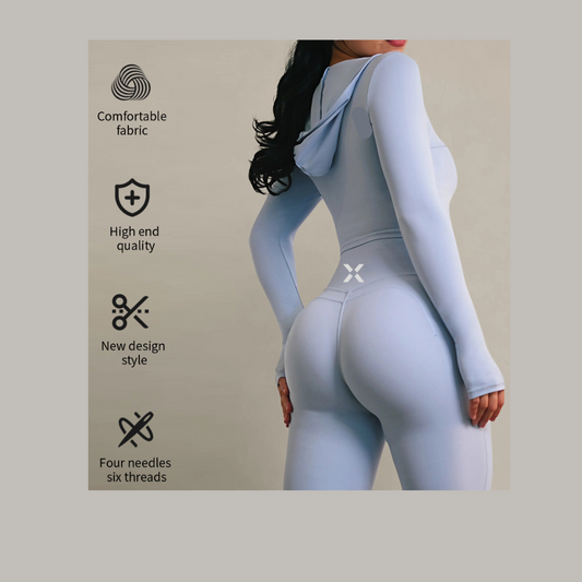 Revenx Luxe Sculpt Set:Two Piece Yoga Matching Set Women Tummy Control Workout Gym Clothing Suit