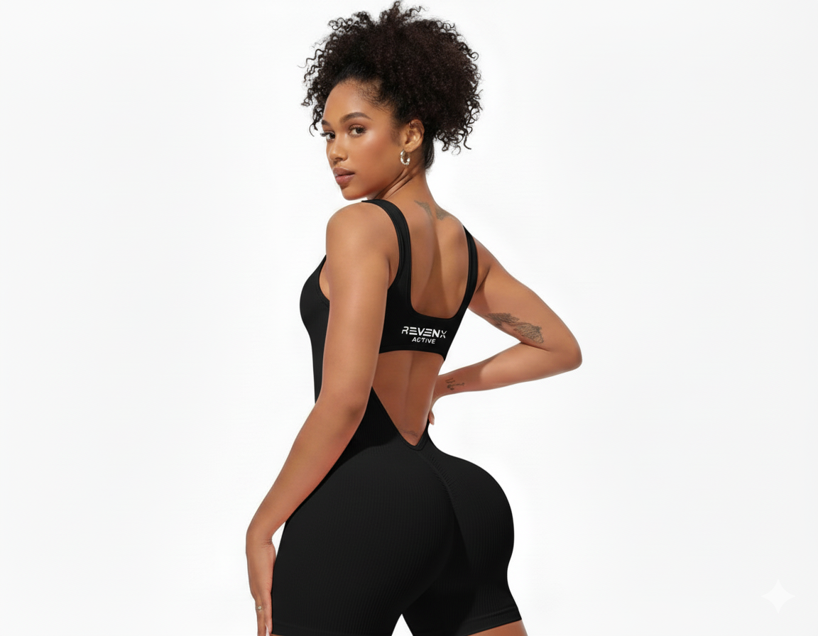 Revenx Sculpt Seamless Romper –Scrunch Butt V Waist Shorts Yoga Jumpsuits