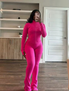 Mix and Match Activewear 2-Piece Set for Women  Stretchy Athleisure Set – Zip Up